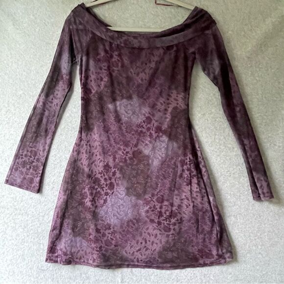 Urban Outfitters Whimsigoth, Y2k Purple Netting Sheer Dress sz. Medium #HH - Picture 3 of 9